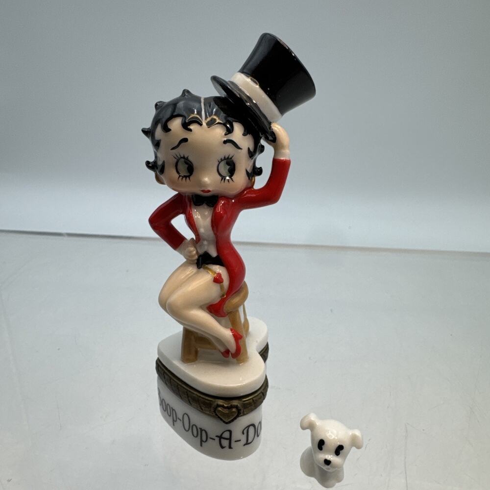 Betty Boop Oop A Doop Top Hat Red Coat PHB Porcelain Hinged Box + Pudgy Trinket
